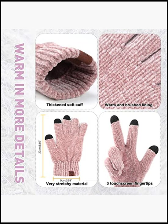 Winter Knit Hat Beanie Scarf Touch Screen Gloves Set 3-Piece main image 7